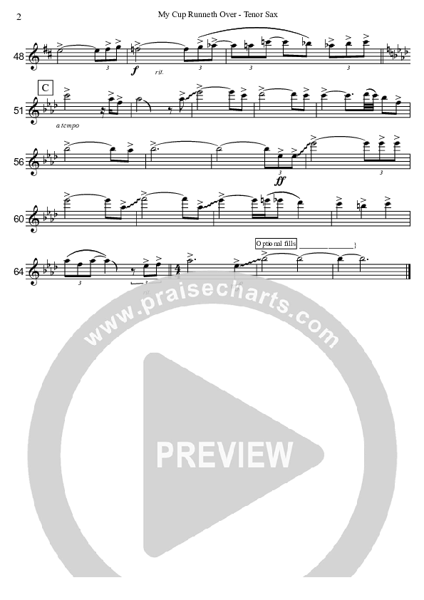 My Cup Runneth Over Tenor Sax 2 (David Arivett)