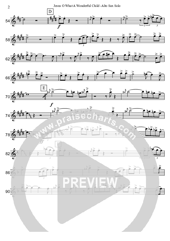 Jesus Oh What A Wonderful Child (Instrumental) Alto Sax (David Arivett)