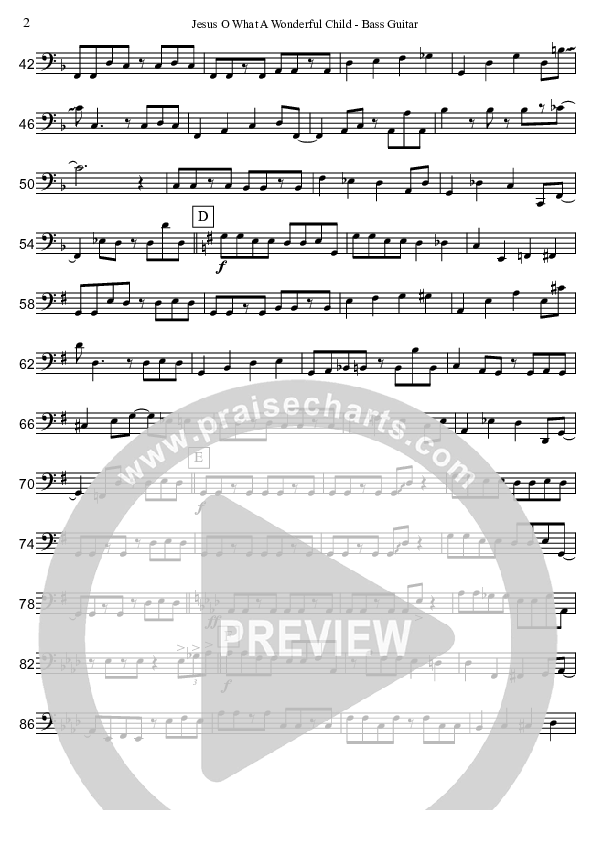 Jesus Oh What A Wonderful Child (Instrumental) Bass Guitar (David Arivett)
