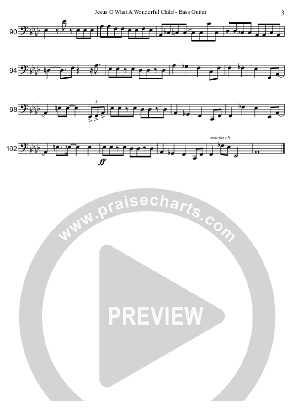 Jesus Oh What A Wonderful Child (Instrumental) Bass Guitar (David Arivett)