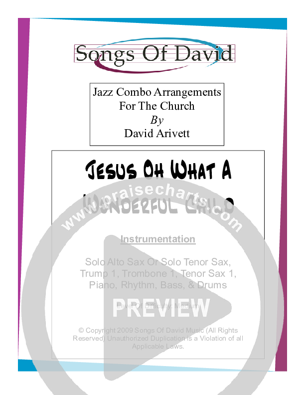 Jesus Oh What A Wonderful Child (Instrumental) Cover Sheet (David Arivett)