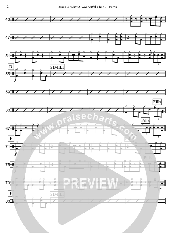 Jesus Oh What A Wonderful Child (Instrumental) Drum Set (David Arivett)