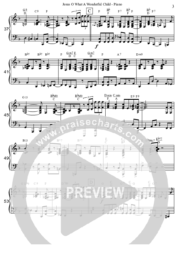Jesus Oh What A Wonderful Child (Instrumental) Piano Sheet (David Arivett)