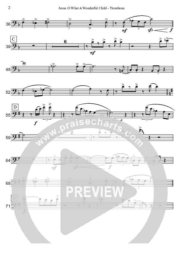 Jesus Oh What A Wonderful Child (Instrumental) Trombone (David Arivett)