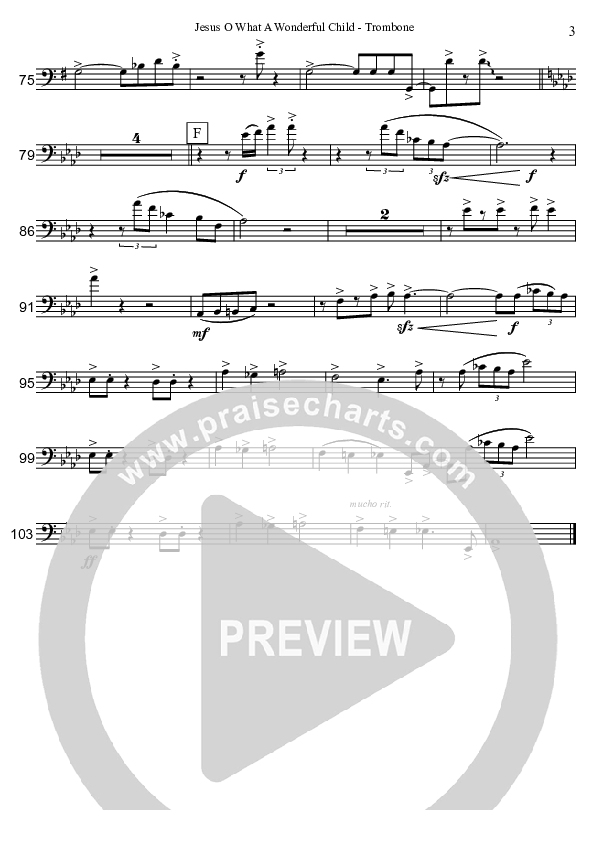 Jesus Oh What A Wonderful Child (Instrumental) Trombone (David Arivett)