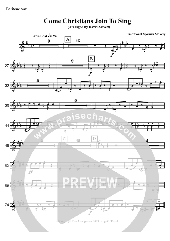 Come Christians Join To Sing (Instrumental) Bari Sax (David Arivett)