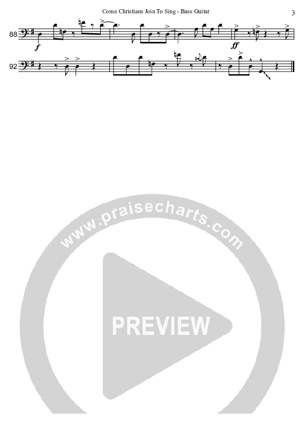 Come Christians Join To Sing (Instrumental) Bass Guitar (David Arivett)