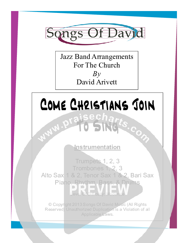 Come Christians Join To Sing (Instrumental) Cover Sheet (David Arivett)