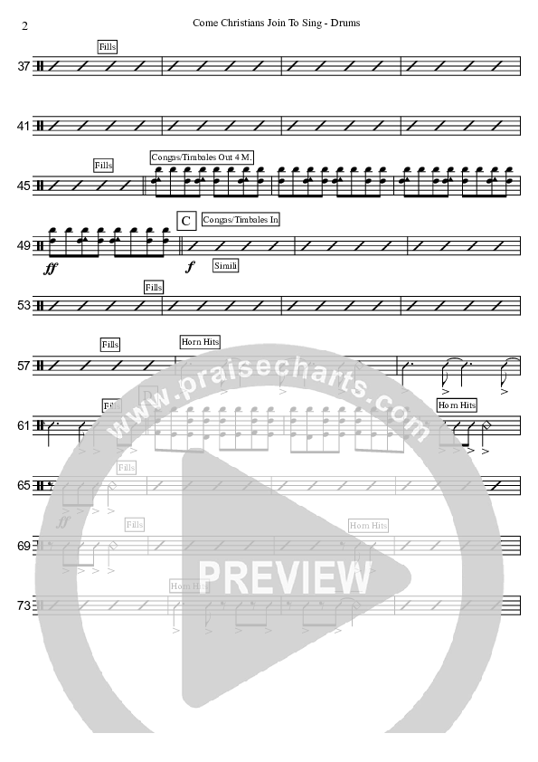 Come Christians Join To Sing (Instrumental) Drum Set (David Arivett)