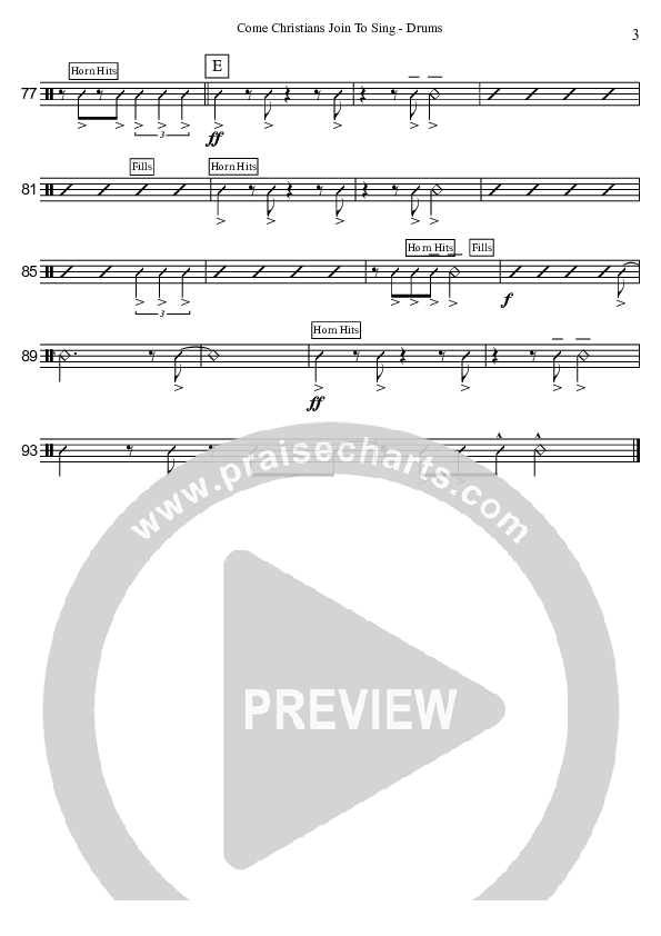 Come Christians Join To Sing (Instrumental) Drum Set (David Arivett)