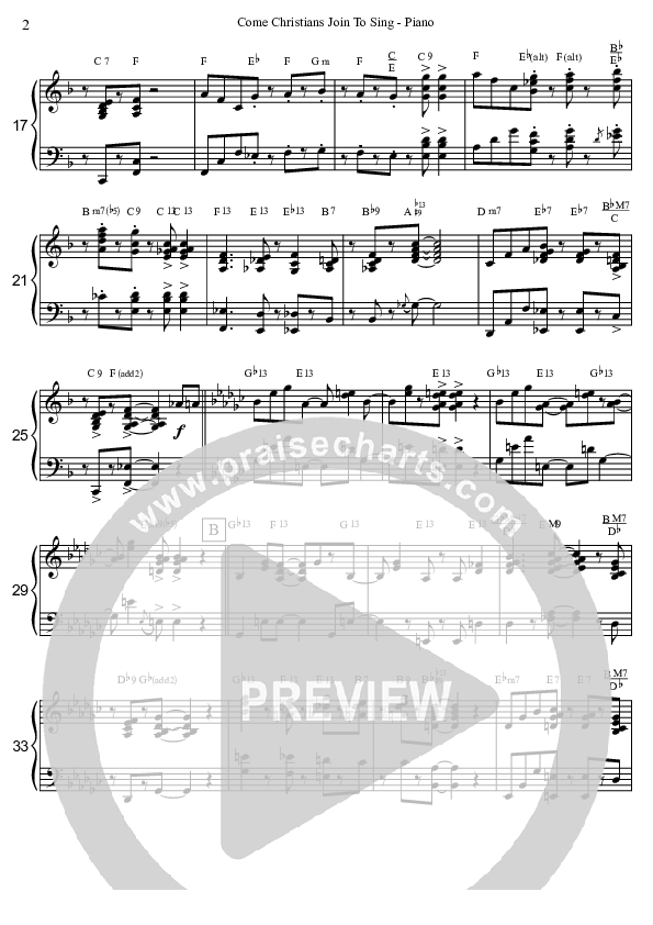 Come Christians Join To Sing (Instrumental) Piano Sheet (David Arivett)