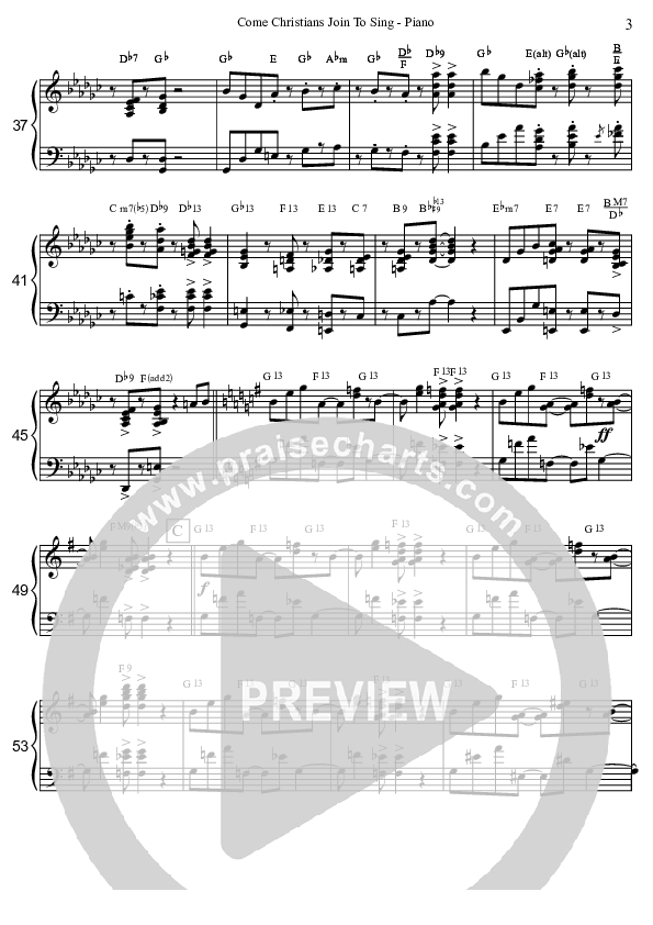 Come Christians Join To Sing (Instrumental) Piano Sheet (David Arivett)