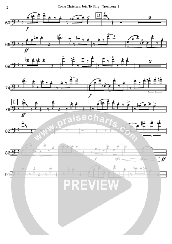 Come Christians Join To Sing (Instrumental) Trombone 1 (David Arivett)