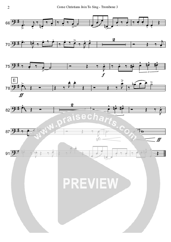 Come Christians Join To Sing (Instrumental) Trombone 3 (David Arivett)