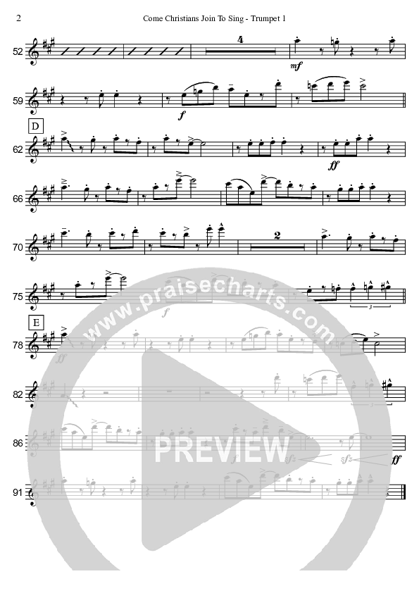 Come Christians Join To Sing (Instrumental) Trumpet 1 (David Arivett)