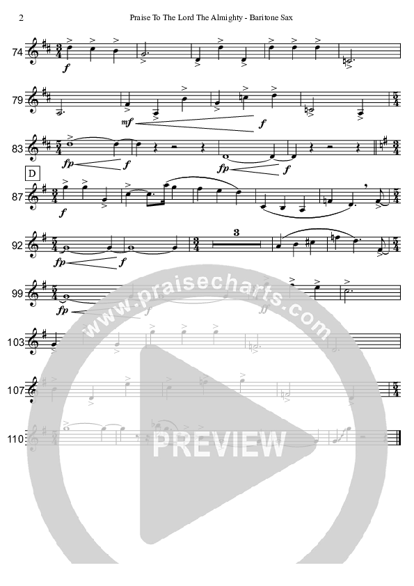 Praise To The Lord The Almighty  Bari Sax (David Arivett)