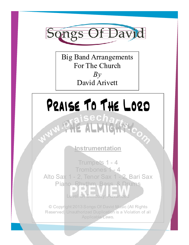 Praise To The Lord The Almighty  Conductor's Score (David Arivett)