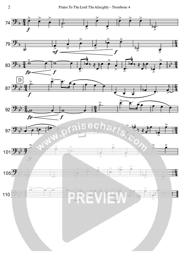 Praise To The Lord The Almighty  Trombone 4 (David Arivett)