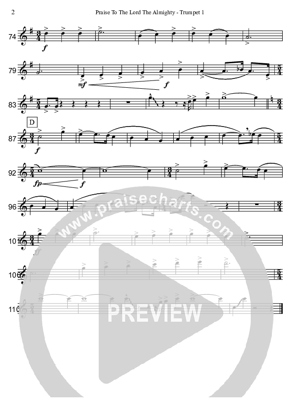 Praise To The Lord The Almighty  Trumpet 1 (David Arivett)