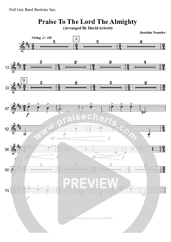 Praise To The Lord The Almighty  Bari Sax (David Arivett)