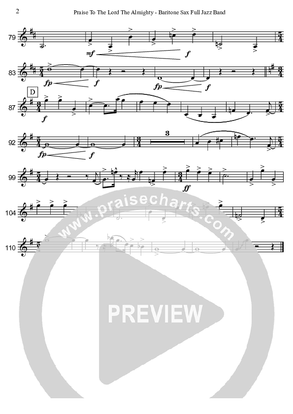 Praise To The Lord The Almighty  Bari Sax (David Arivett)