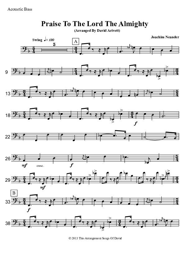 Praise To The Lord The Almighty  Bass Guitar (David Arivett)