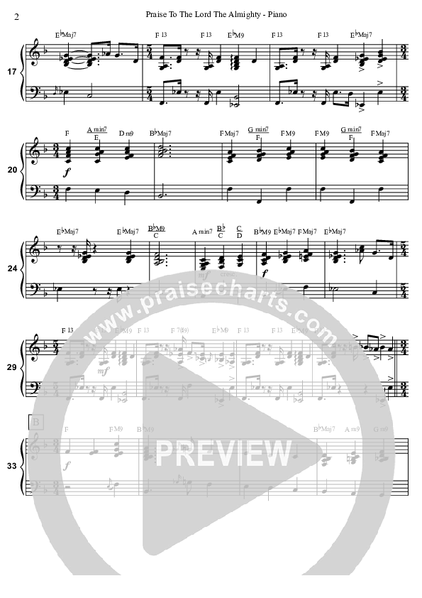 Praise To The Lord The Almighty  Piano Sheet (David Arivett)