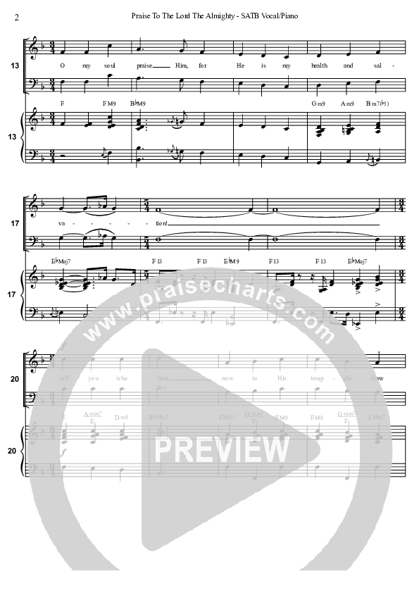 Praise To The Lord The Almighty  Piano/Vocal (SATB) (David Arivett)