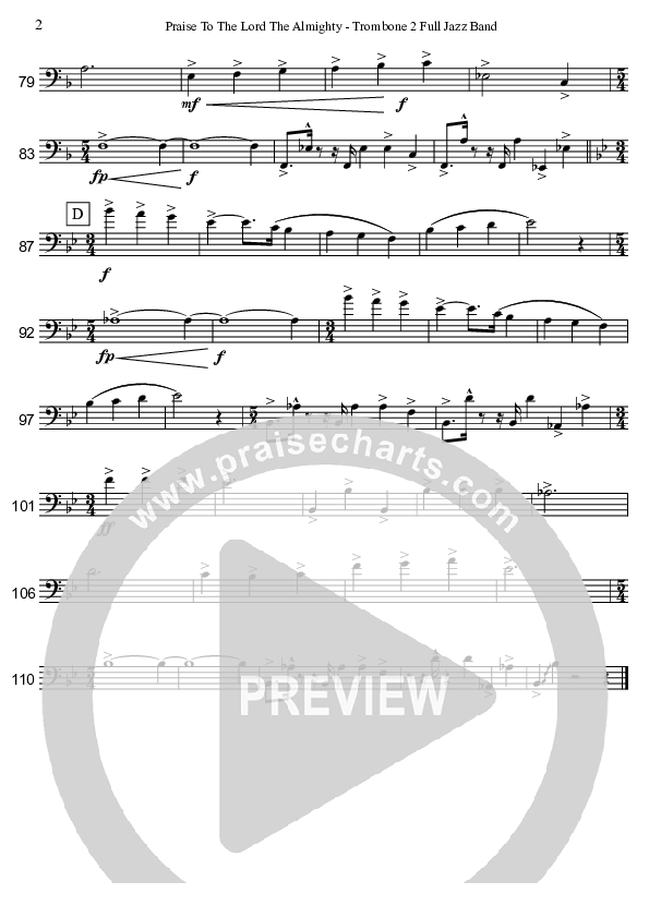 Praise To The Lord The Almighty  Trombone 2 (David Arivett)