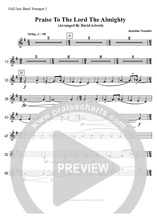 Praise To The Lord The Almighty  Trumpet 2 (David Arivett)