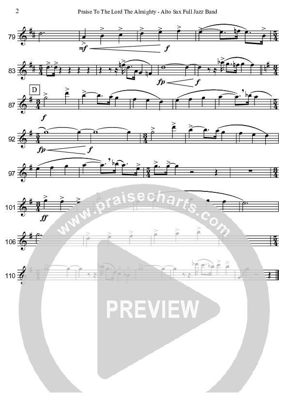 Praise To The Lord The Almighty  Alto Sax 1/2 (David Arivett)