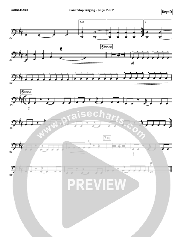 Can't Stop Singing Cello/Bass (Covenant Worship / Nicole Binion / Joshua Dufrene / Israel Houghton)