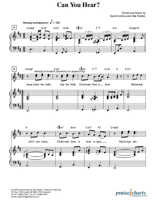 Can You Hear Piano/Vocal (Hillsong Worship)