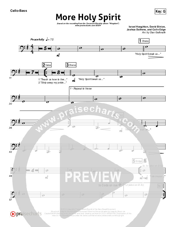 More Holy Spirit Cello/Bass (Covenant Worship / Joshua Dufrene / David Binion / Colin Edge / Nicole Binion)