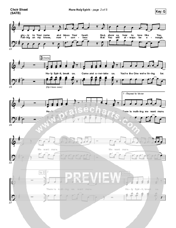 More Holy Spirit Choir Sheet (SATB) (Covenant Worship / Joshua Dufrene / David Binion / Colin Edge / Nicole Binion)