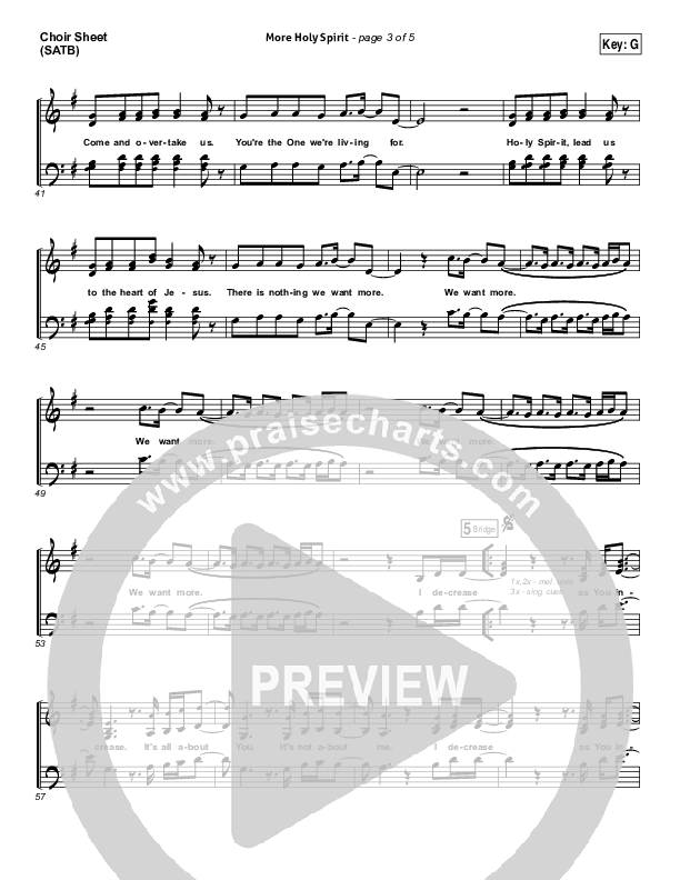 More Holy Spirit Choir Sheet (SATB) (Covenant Worship / Joshua Dufrene / David Binion / Colin Edge / Nicole Binion)