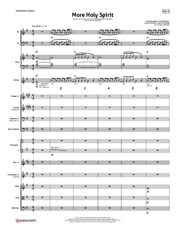More Holy Spirit Conductor's Score (Covenant Worship / Joshua Dufrene / David Binion / Colin Edge / Nicole Binion)