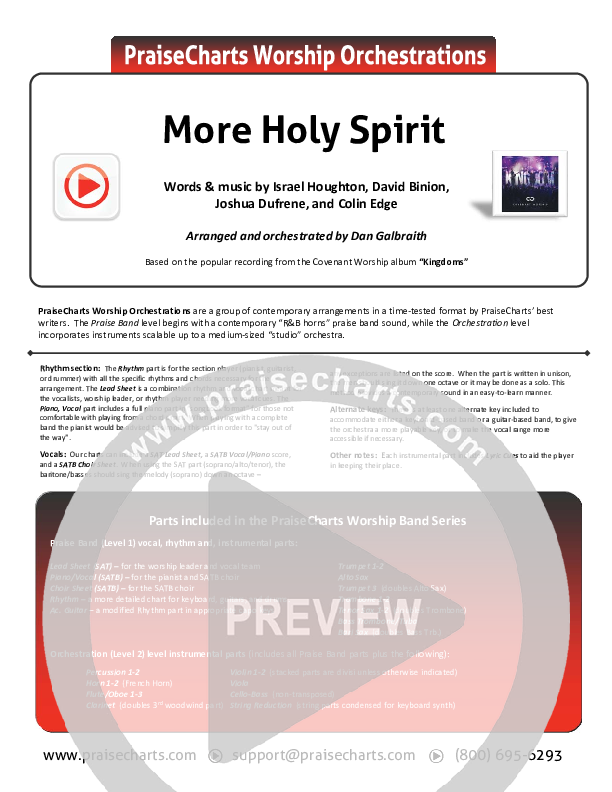 More Holy Spirit Cover Sheet (Covenant Worship / Joshua Dufrene / David Binion / Colin Edge / Nicole Binion)