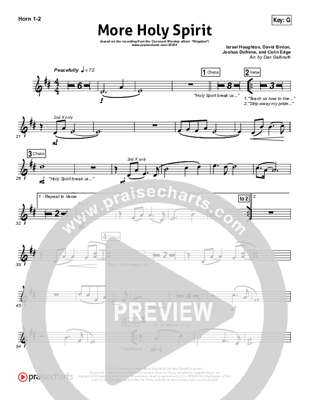 More Holy Spirit French Horn 1/2 (Covenant Worship / Joshua Dufrene / David Binion / Colin Edge / Nicole Binion)