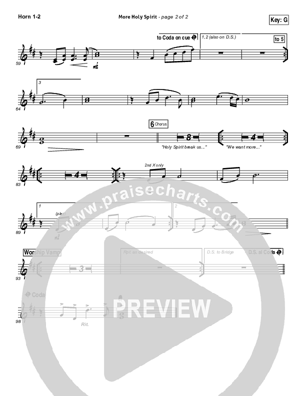 More Holy Spirit French Horn 1/2 (Covenant Worship / Joshua Dufrene / David Binion / Colin Edge / Nicole Binion)