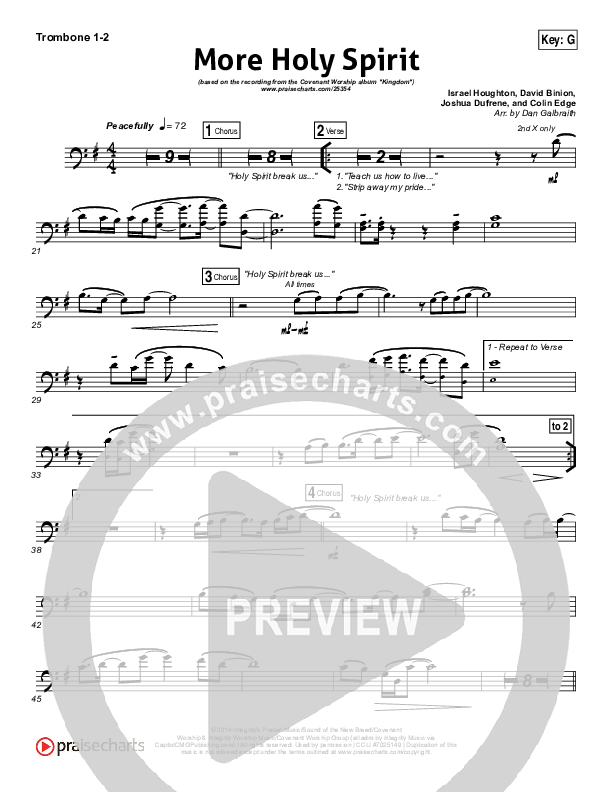 More Holy Spirit Trombone 1/2 (Covenant Worship / Joshua Dufrene / David Binion / Colin Edge / Nicole Binion)