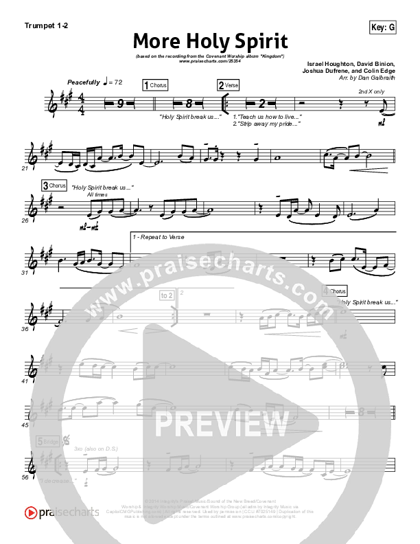 More Holy Spirit Brass Pack (Covenant Worship / Joshua Dufrene / David Binion / Colin Edge / Nicole Binion)