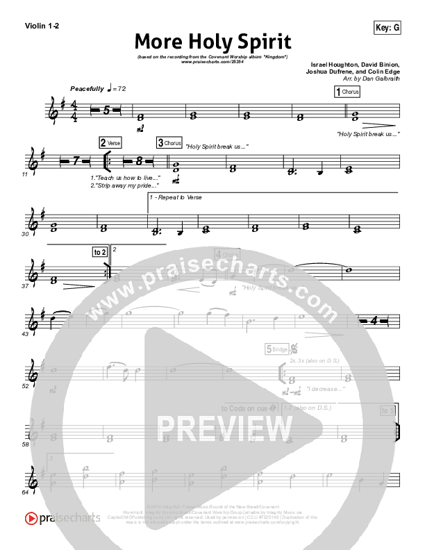 More Holy Spirit Violin 1/2 (Covenant Worship / Joshua Dufrene / David Binion / Colin Edge / Nicole Binion)