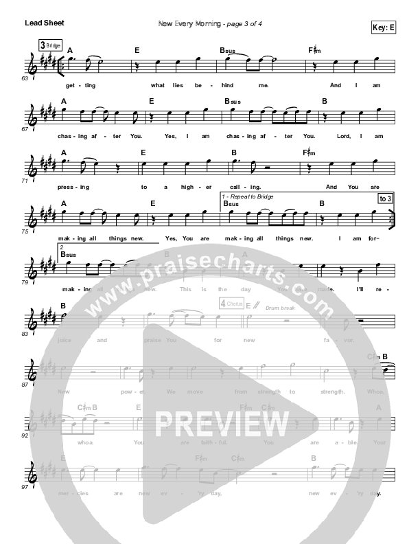 New Every Morning Lead Sheet (Covenant Worship / David Binion / Joshua Dufrene)