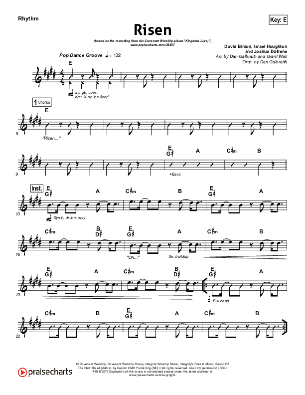Risen Rhythm Chart (Covenant Worship / Nicole Binion / Israel Houghton)