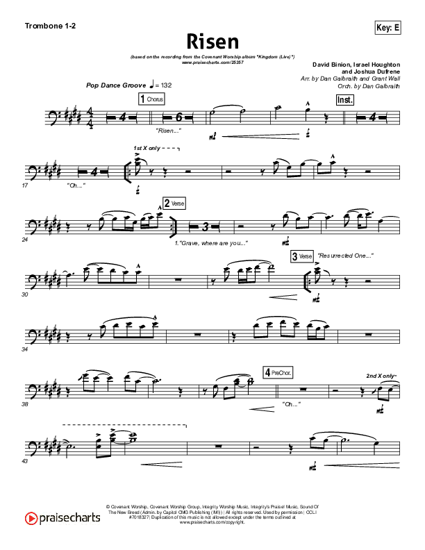 Risen Trombone 1/2 (Covenant Worship / Nicole Binion / Israel Houghton)