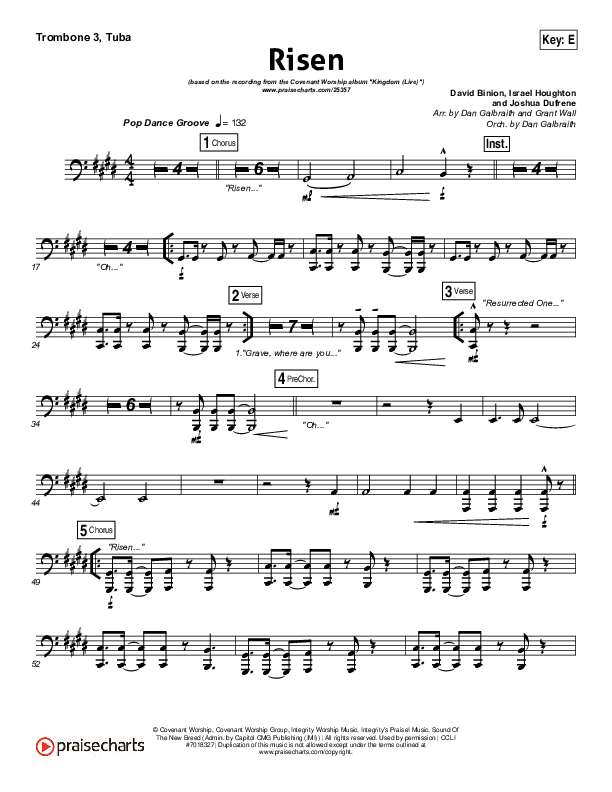 Risen Trombone 3/Tuba (Covenant Worship / Nicole Binion / Israel Houghton)