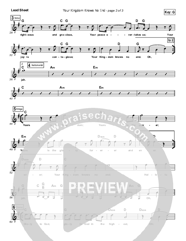 Your Kingdom Knows No End Lead Sheet (Covenant Worship / David Binion / Joshua Dufrene)