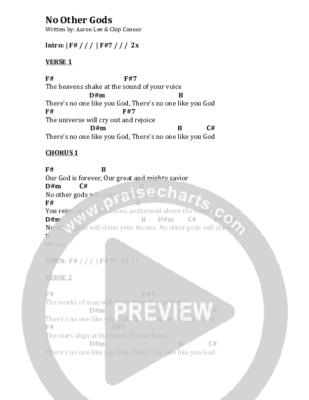 No Other Gods Chords & Lyrics (Aaron Lee)