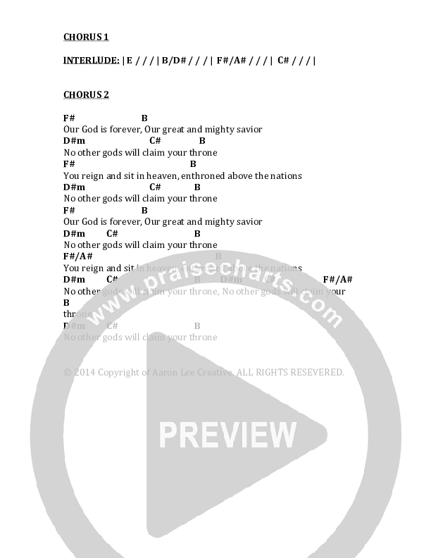 No Other Gods Chords & Lyrics (Aaron Lee)